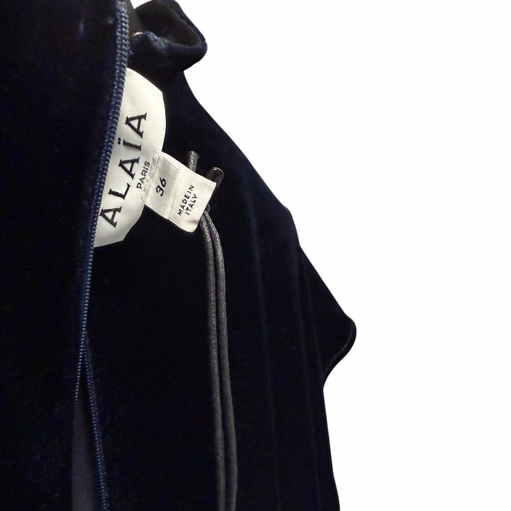 NWT Alaia Turtleneck Velvet Mini Dress Navy Womens FR 36 / US 4 - Picture 7 of 12
